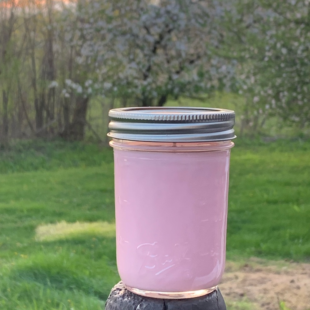 Homemade 8oz soy wax strawberry candles